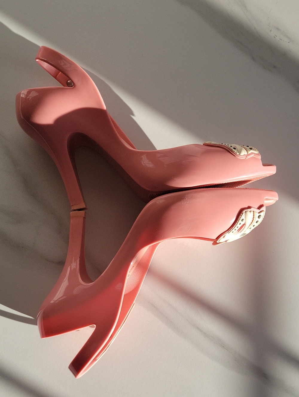 Vivienne Westwood Melissa Pink Skull Bow Peep-Toe Heeled Sandals - Picture 7 of 16